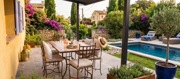 Aménagement d'une terrasse et d'une plage de piscine en pierre à Saint-Tropez par MDC Rénovation