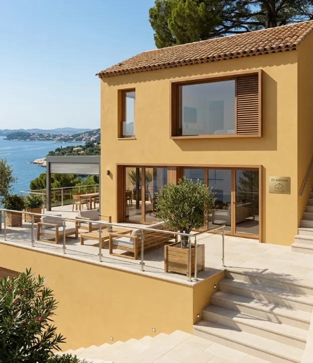 Rénovation de façade d'une villa en bord de mer à Saint-Tropez par MDC Rénovation